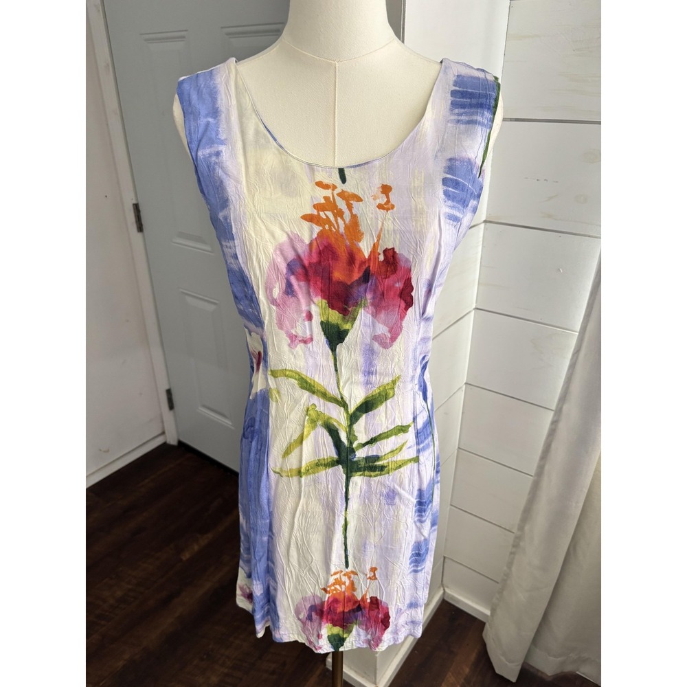 Jams World Arabella Dress Womens XS Multicolor Floral Scoop Neck Hawaiian Shift
